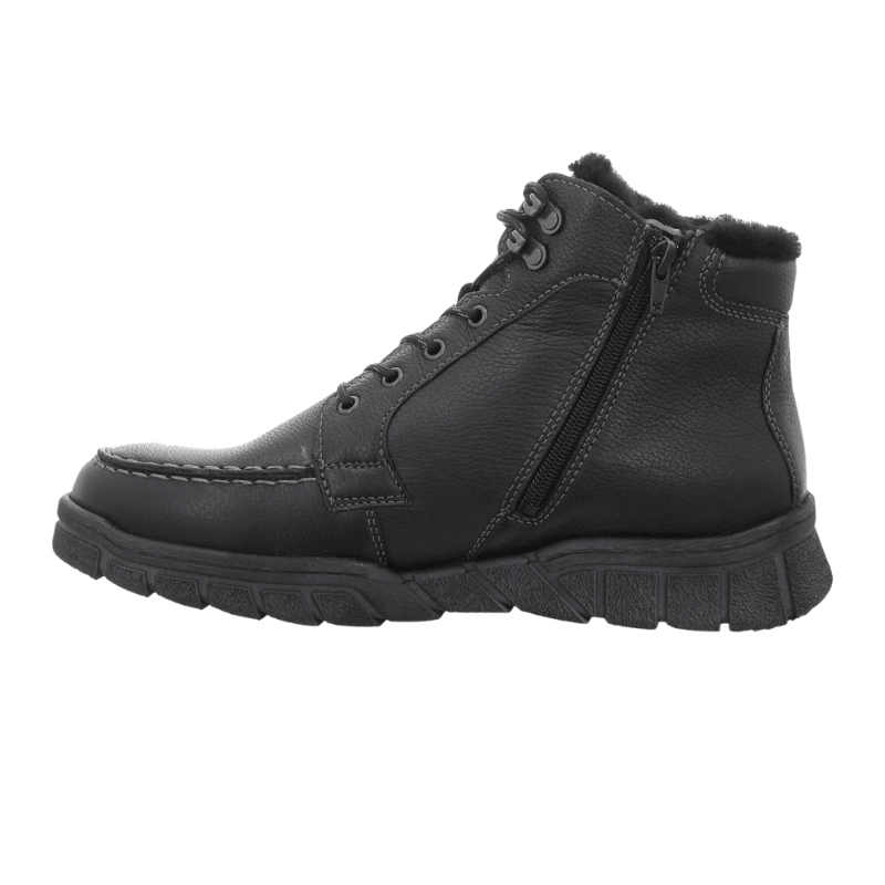 Botte homme Waldläufer noire avec lacets et fermeture éclair intérieure, doublure chaude et semelle robuste