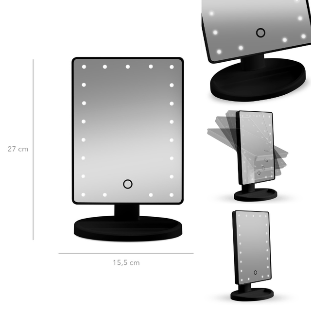 Makeup - spejl med lys - Sort