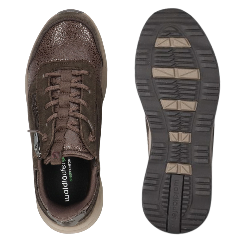 Waldläufer baskets pour femme grande largeur - Marron
