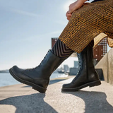 Botte avec 2 fermetures éclair, 110-Cuir lisse, noir