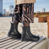 Botte avec 2 fermetures éclair, 110-Cuir lisse, noir