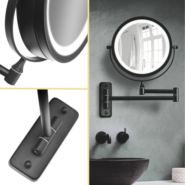 10246-00 miroir de maquillage mural noir