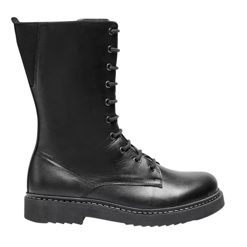 Botte avec 2 fermetures éclair, 110-Cuir lisse, noir