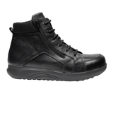 Zwarte New Feet herenboot van glad kalfsleer, zijaanzicht, met veters en ritssluiting