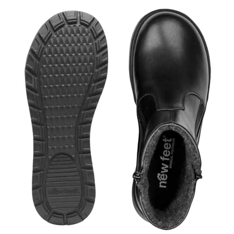 Botte avec 2 fermetures éclair, 110-Cuir lisse, noir