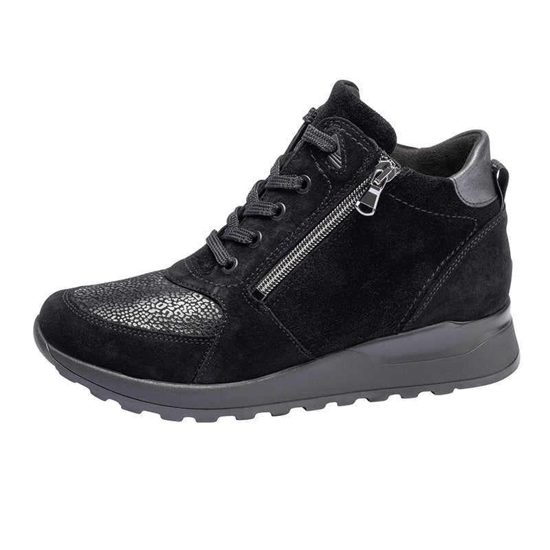 Dameslaars in Nubuck, Zwart, Waldläufer