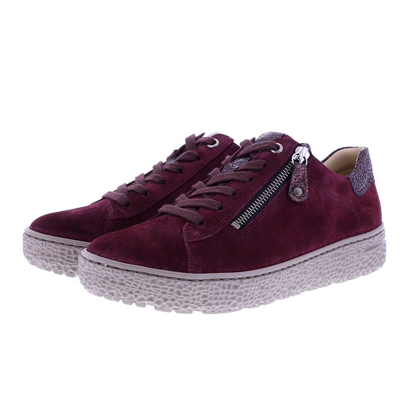 Sneaker met plateauszool, Bordeaux, Hartjes