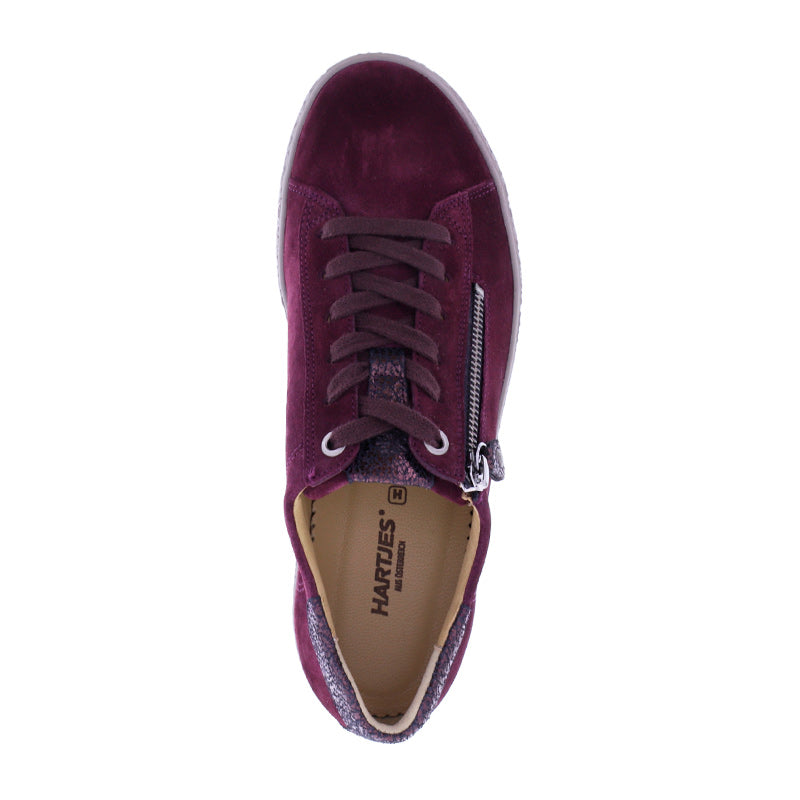 Sneaker met plateauszool, Bordeaux, Hartjes
