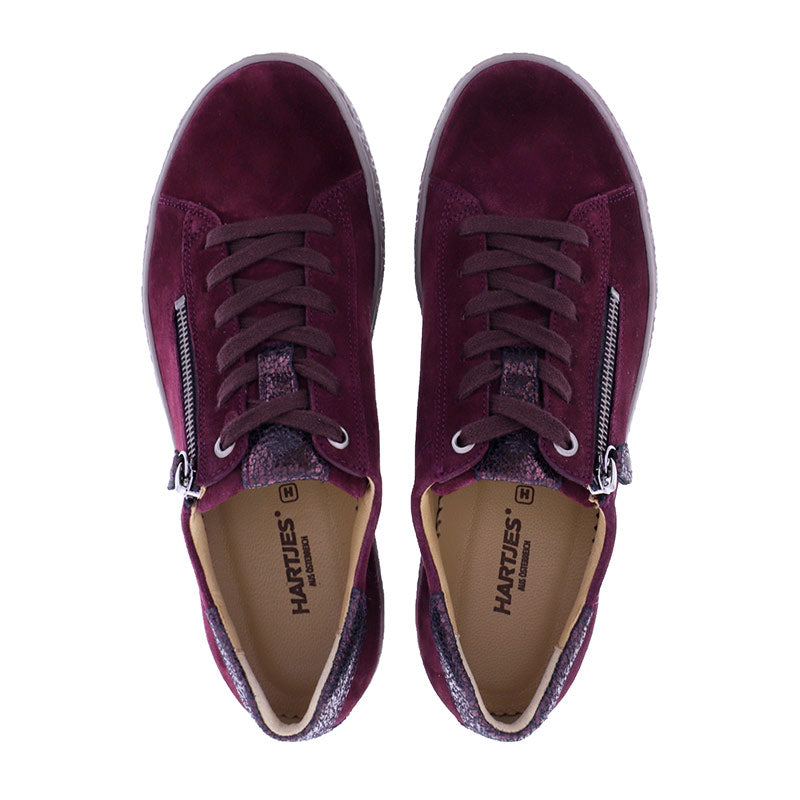 Sneaker met plateauszool, Bordeaux, Hartjes