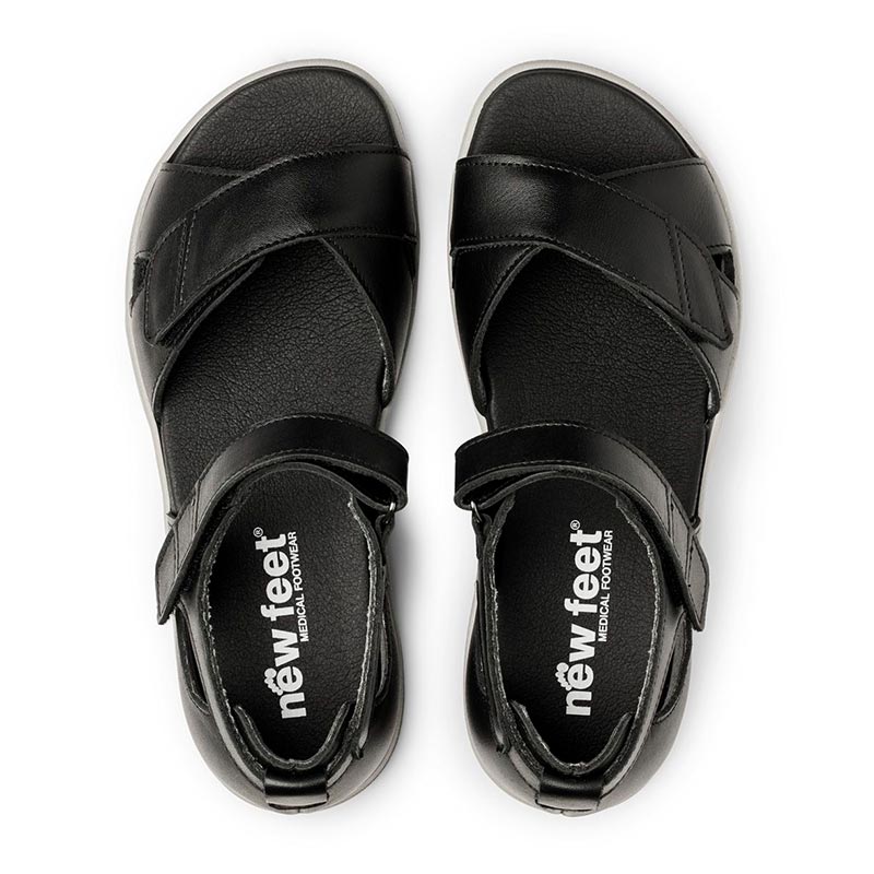 New Feet sandale pour femme en cuir - Noir