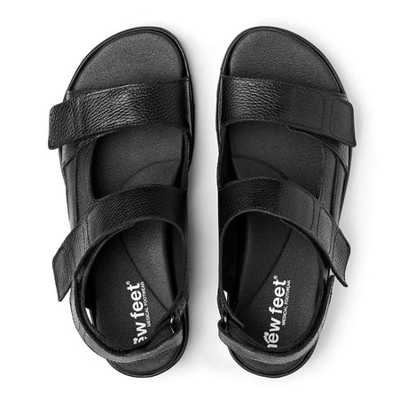 Herrensandale, Schwarzes Leder, New Feet