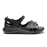Damensandale, schwarzes Leder, New Feet