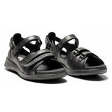 Damensandale, schwarzes Leder, New Feet