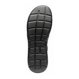 Damensandale, schwarzes Leder, New Feet