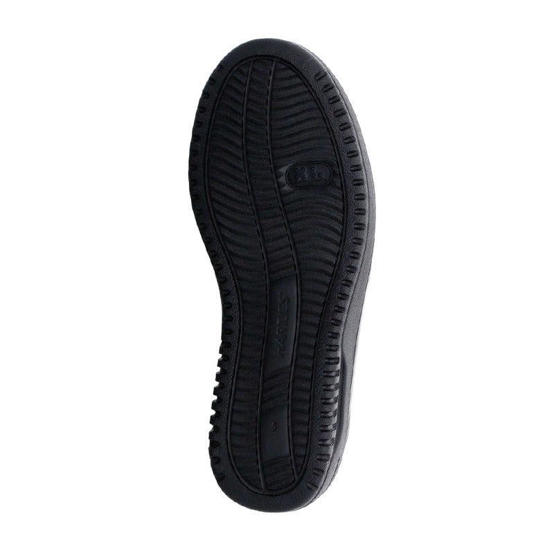 Brede damesschoenen, Zwart, Hartjes