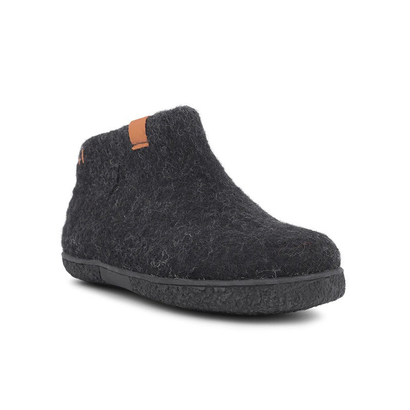 Hausschuhe, Schwarzer Wollfilz, Green Comfort