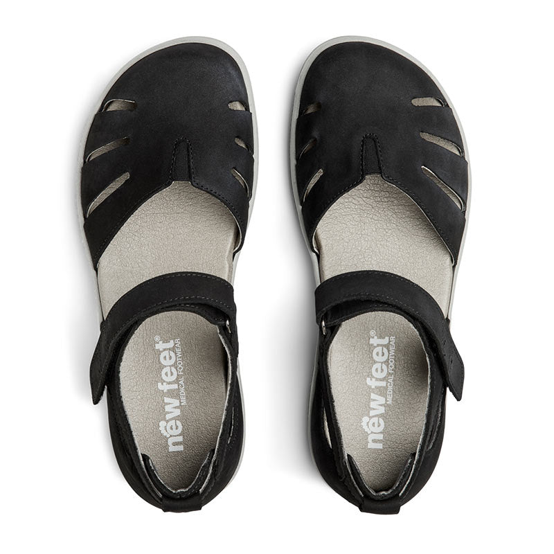 Gesloten damessandaal, Zwart, New Feet