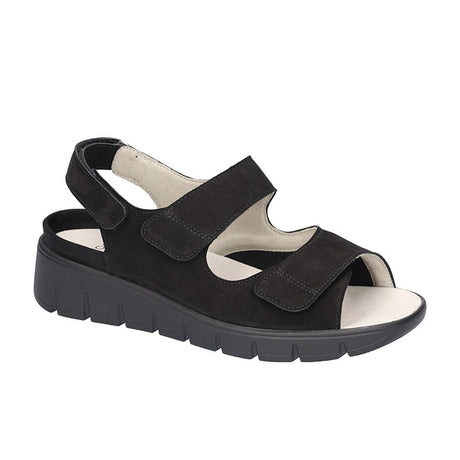 Wide women's sandal, Black, Waldläufer