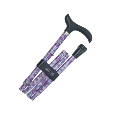 Stock, Zusammenklappbar, Lila mit Blumen