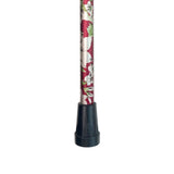 Wandelstok met verstelbare hoogte, rood met bloemen