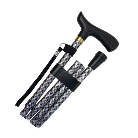 Stock, zusammenklappbar, Schwarz/Graues Muster