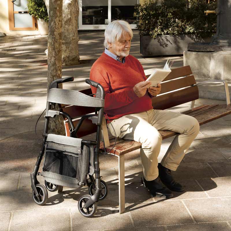 W4 rollator / indkøbsvogn - Grå