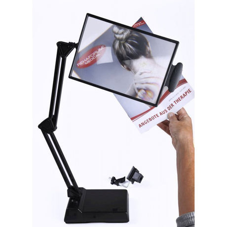 Desk magnifier with flexible arm
