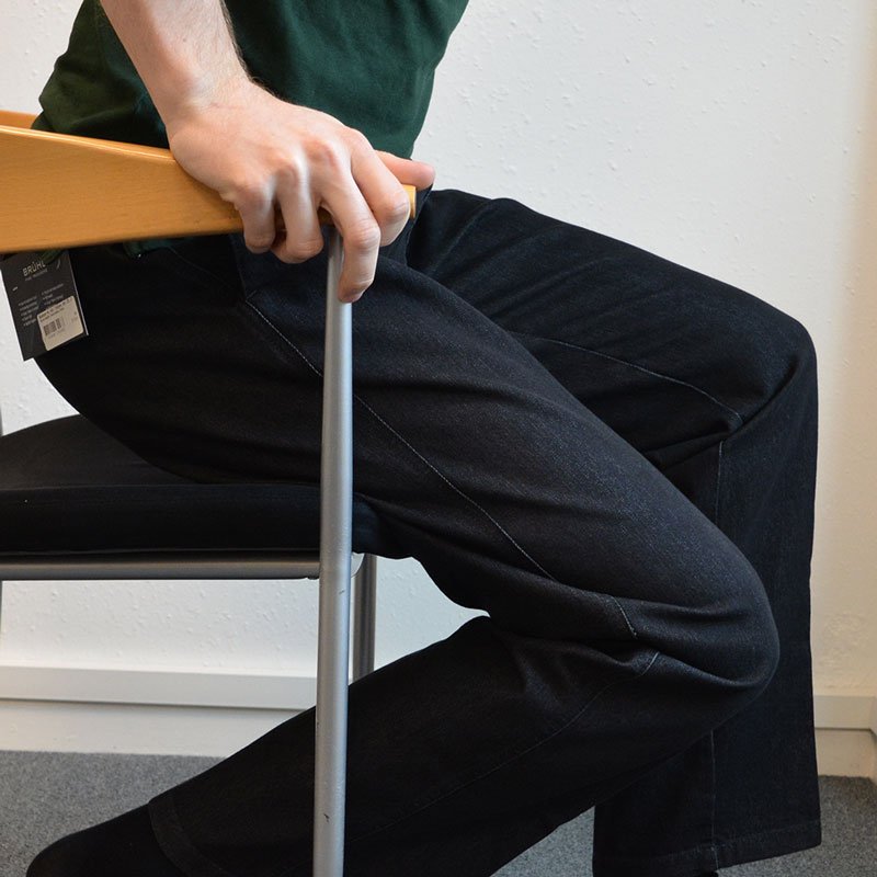 Jeans mit Elastik in der Taille - Koksgrå/schwarz