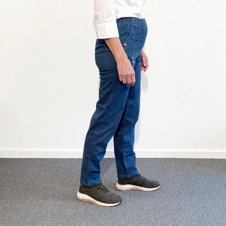 Damenhose mit elastischem Bund – Blau Denim